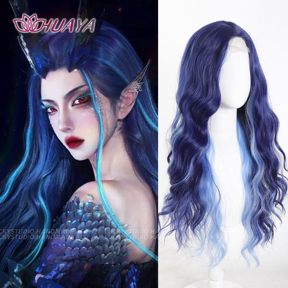Peruca Sintética Longa Lisa para Cosplay Estilo Antigo Chinês Masculina Príncipe Bonito Penteado Cabelo Caído Peruca Hanfu