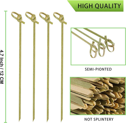 Palitos de Coquetel Espetos de Nó de Bambu Natural Palitos de Comida Mini Palitos de Dente Decorativos para Bebidas Frutas e Guarnição de Tábua de Frios