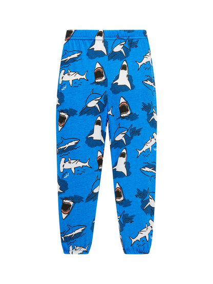 Age 1-8 Kids Sleepwear 4 Seasons  Cotton Full Print Cartoon Shark Pajamas Boys  Daily Basic Long Sleeved Soft Loungwear Set