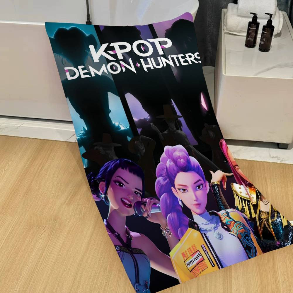 Kpop D-demon Hunters Microfiber Beach Towel Absorbent Quick Dry Soft Yoga Swimming Resort Mountain Climbing Towel