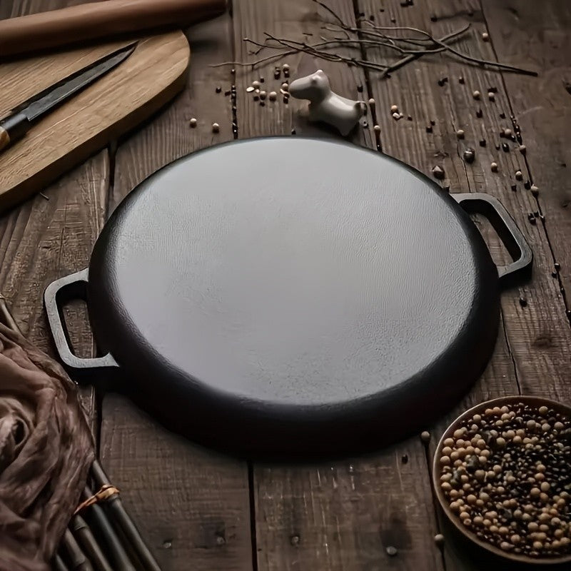 Frigideira de Ferro Fundido Multiuso 2025, Frigideira Antiaderente para Fogão e Culinária ao Ar Livre, Grelha Redonda Leve para Cozinha Doméstica