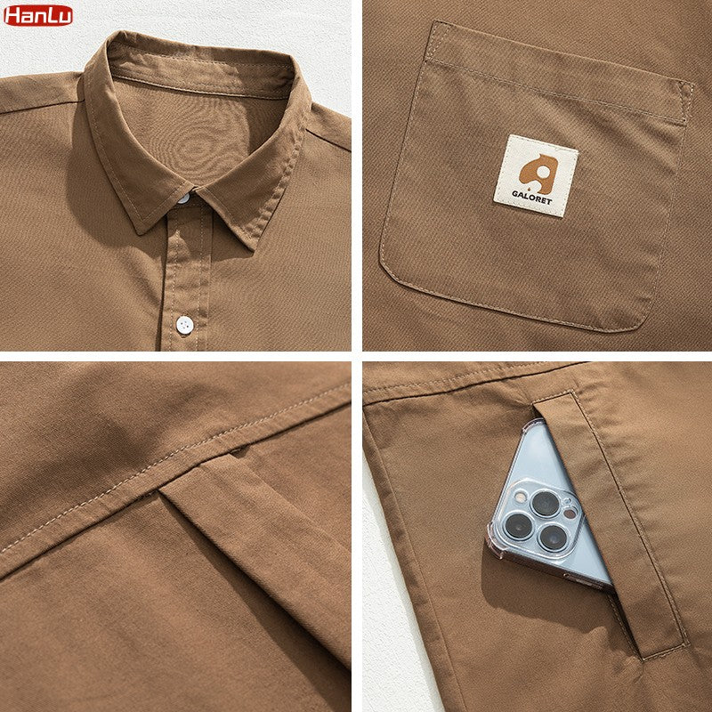 Japan Style Cargo Shirts Men Summer  Pure Cotton Loose Casual Pocket Shirts Men Women Plus Size Short Sleeve Shirt