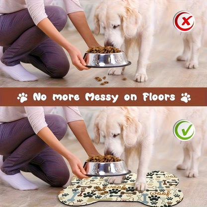 Tapete de Alimentação para Pets em Formato de Osso VIKAMA Tapete de Diatomáceas Desenho Animado Fofo Tapete de Chão Impermeável e Resistente à Sujeira Decoração para Casa