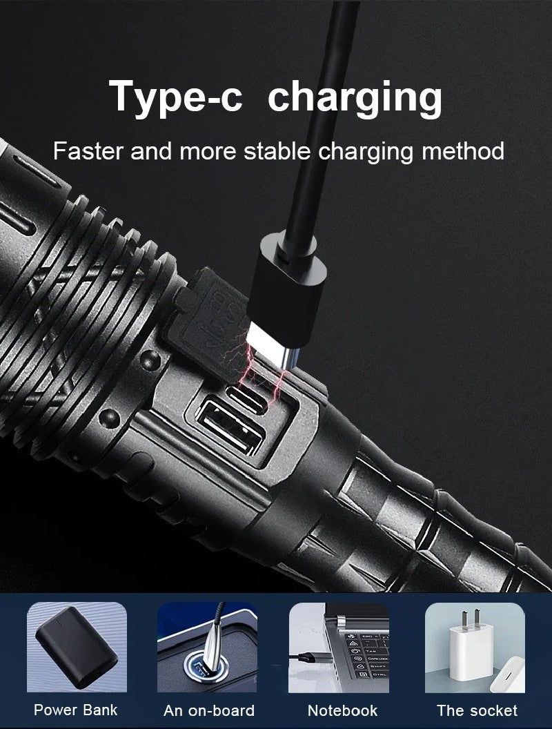 10000mAh High Power Led Flashlight 5000M Long Range Torch Rechargeable Ultra Powerful Outdoor Tactical Hand Lamp Camping Lantern
