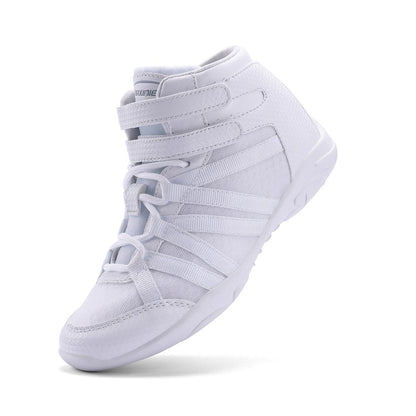 BAXINIER Girls White High Top Cheerleading Shoes Lightweight Youth Cheer Competition Sneakers Training Dance Tennis Shoes