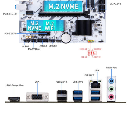 Placa-mãe HUANANZHI B760M VH B M-ATX DDR4 Suporta CPU Intel LGA 1700 de 12ª e 13ª Geração B760 12100F 12400F 12490F 12600F 12700F 13600F