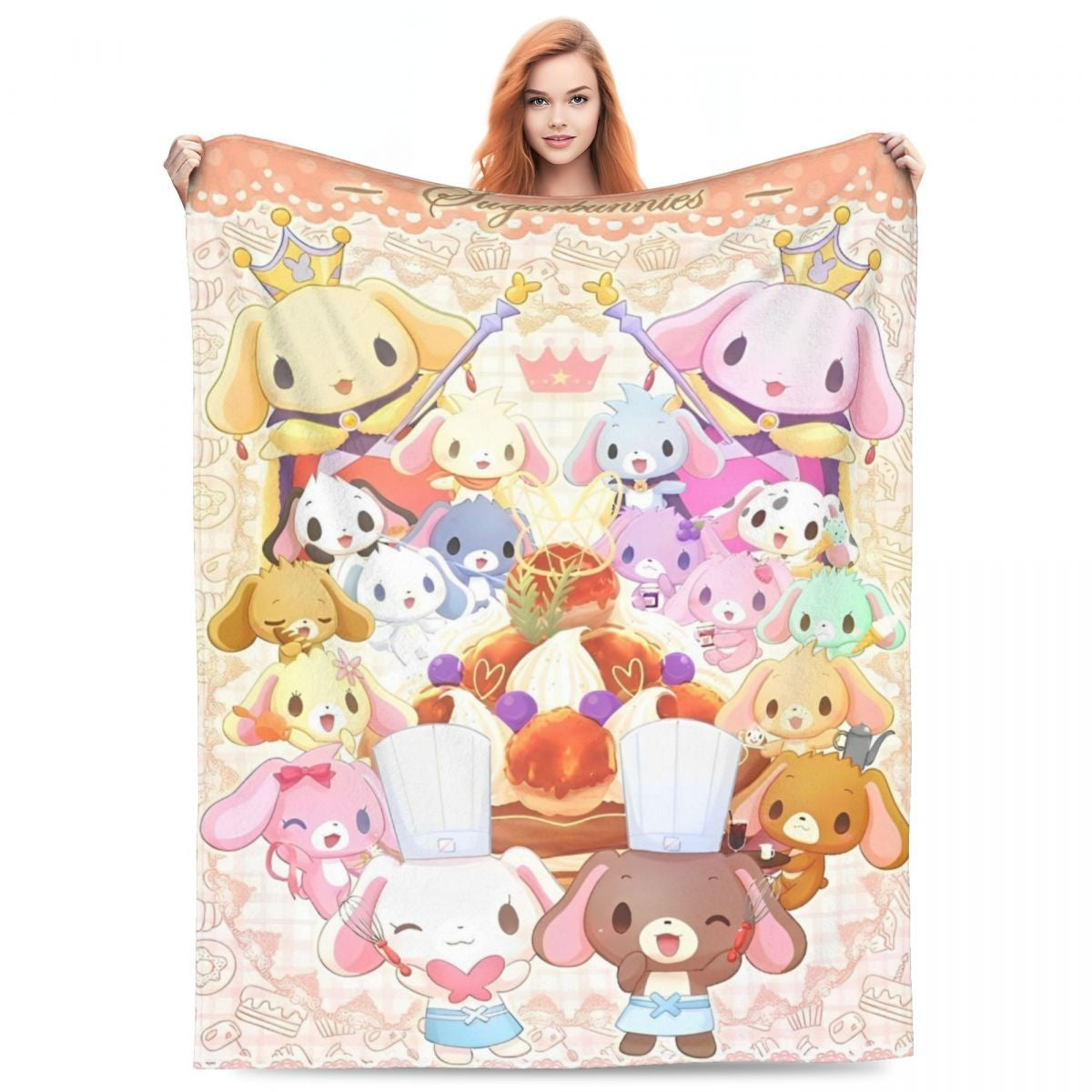 Sugarbunnies Sugar Rabbit Knitted Blanket Fleece Super Soft Throw Blankets for Outdoor Travel Bedroom Quilt