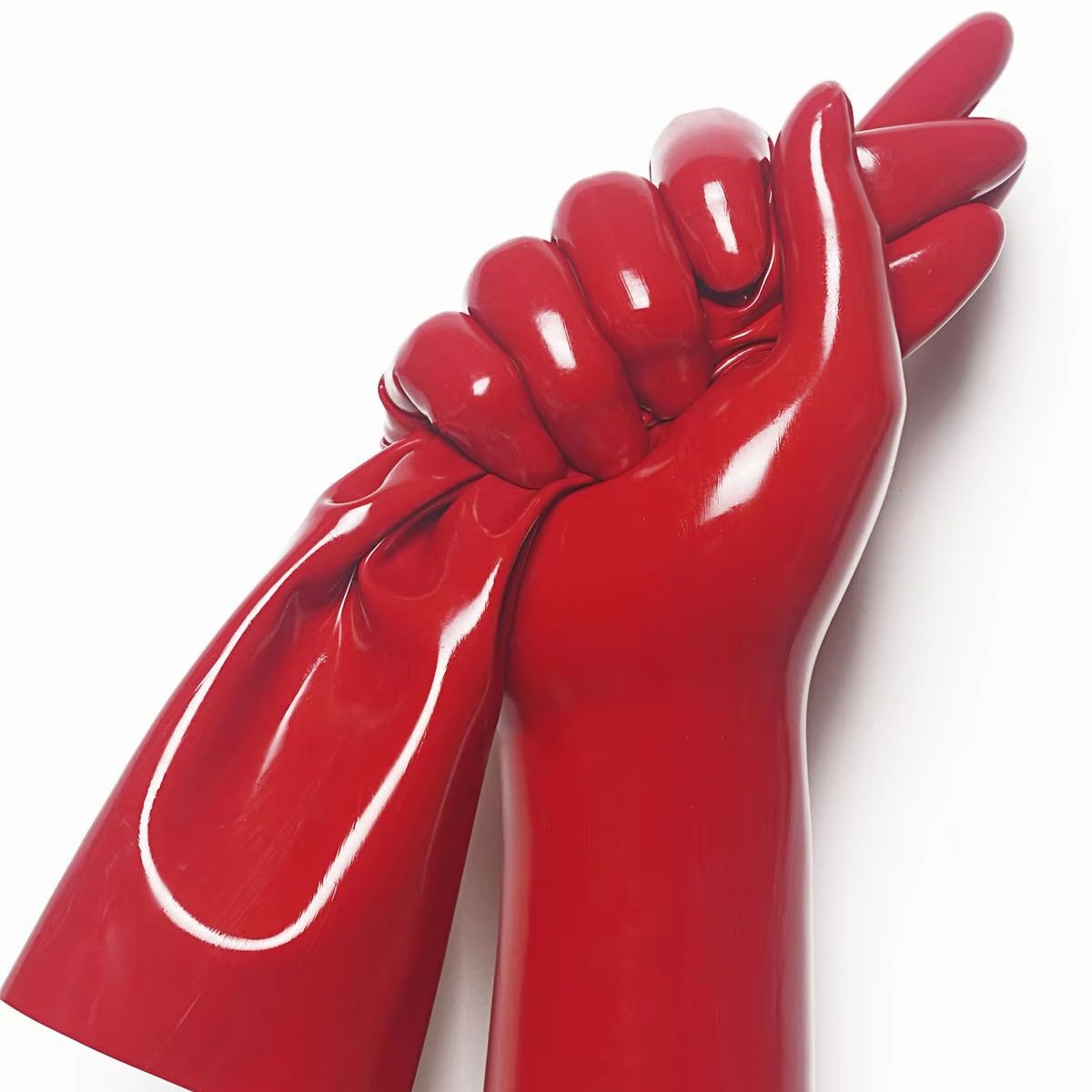 Yellow Glossy  colorful Wet Look Short Gloves Stretchy Full Finger Handmade