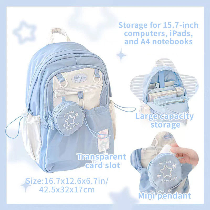 Mochila creme para estudantes com design simples e fofo de alta aparência Mochila leve e espaçosa para a dor nas costas