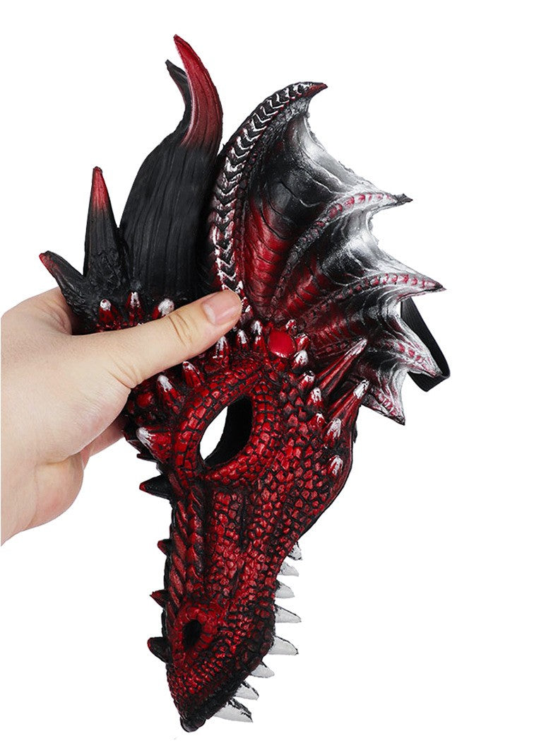 Red Devil Masks Horns Scary Horror Hornghost Ram Half Party Props Costume Dragon Face Cosplaycostumes