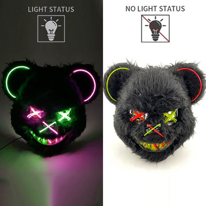 Hot Bloody Rabbit Bear Luminous LED Mask Halloween Horror Bunny Mask Carnival Party Props Cosplay Dress Up Headgear