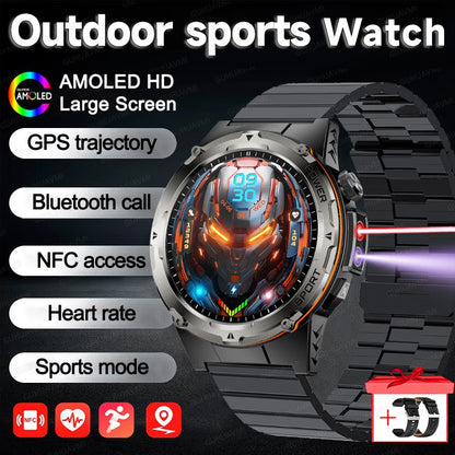 2026 Popular Outdoors GPS Sports Smart Watch Masculino Tela AMOLED Bússola à Prova D'água 500mAh NFC Chamada HD Smart Watch Para Homens T-REX 3