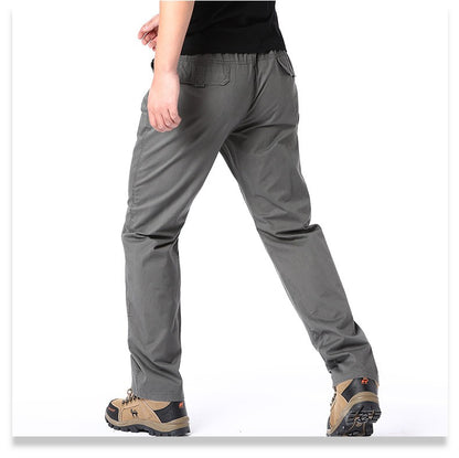 Calças Casuais Masculinas, Calça Cargo de Algodão para Primavera e Outono, Calça Esportiva Grande Plus Size, Calça Reta Solta Masculina com Cintura Elástica