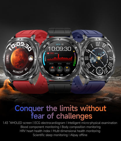 Novo Relógio de Saúde Ácido Úrico Pressão Arterial Oxigênio no Sangue Análise Corporal Gordura Corporal Smartwatch ECG+PPG Chamada Bluetooth Relógio Mulheres Homens