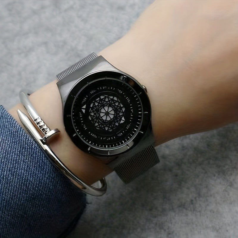 New Concept Creative Pointless Black Technology Watch Men's and Women's Students Minimalist Fashion Trend Quartz Watch