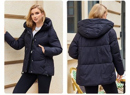 GASMAN 2023 Winter Down Jacket Women Short Classic zipper Design Pocket Stand Collar Hooded Slim Coat Women Parkas  83319