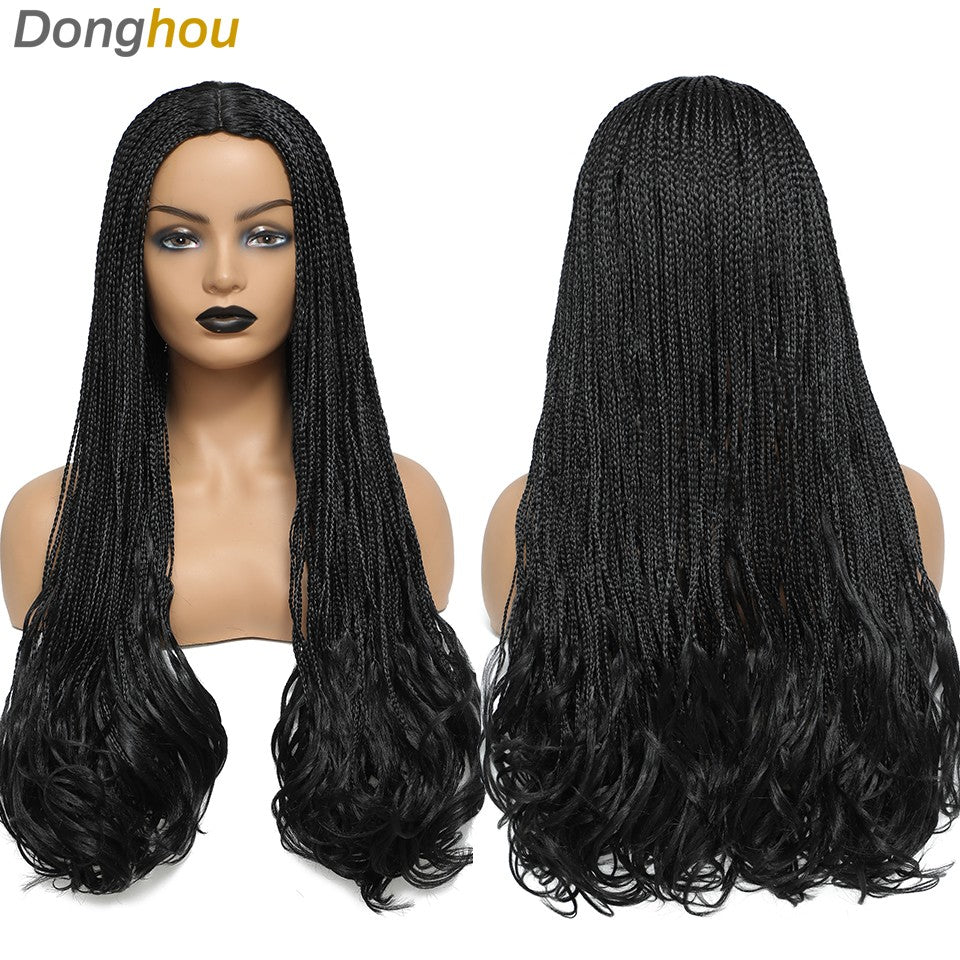 26 Inch Long Box Braided Wigs For Women Synthetic Perruque Tresse Africaine Micro Twist Box Braid Crochet Hair Curly Ends Wig