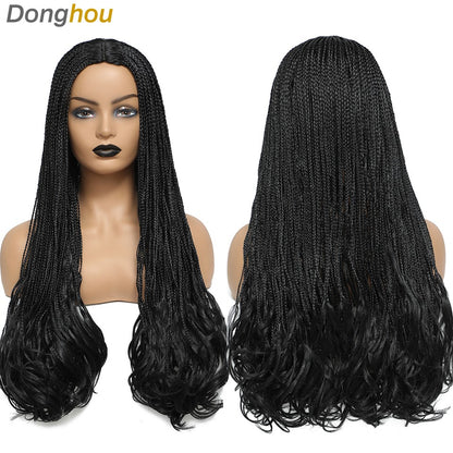 26 Inch Long Box Braided Wigs For Women Synthetic Perruque Tresse Africaine Micro Twist Box Braid Crochet Hair Curly Ends Wig