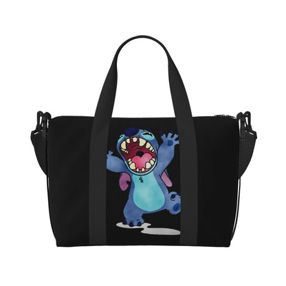 Custom Large SLilo And Stitch Cartoon Tote Bag Women Anime Shopping Shoulder Beach Gym Travel Bag