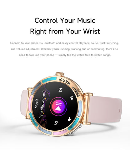 2025 Novo Smartwatch Feminino da Moda Tela HD 360*360 Pulseira Esportiva Mostrador Personalizado Frequência Cardíaca Chamada de Voz Smartwatch Para Android iOS