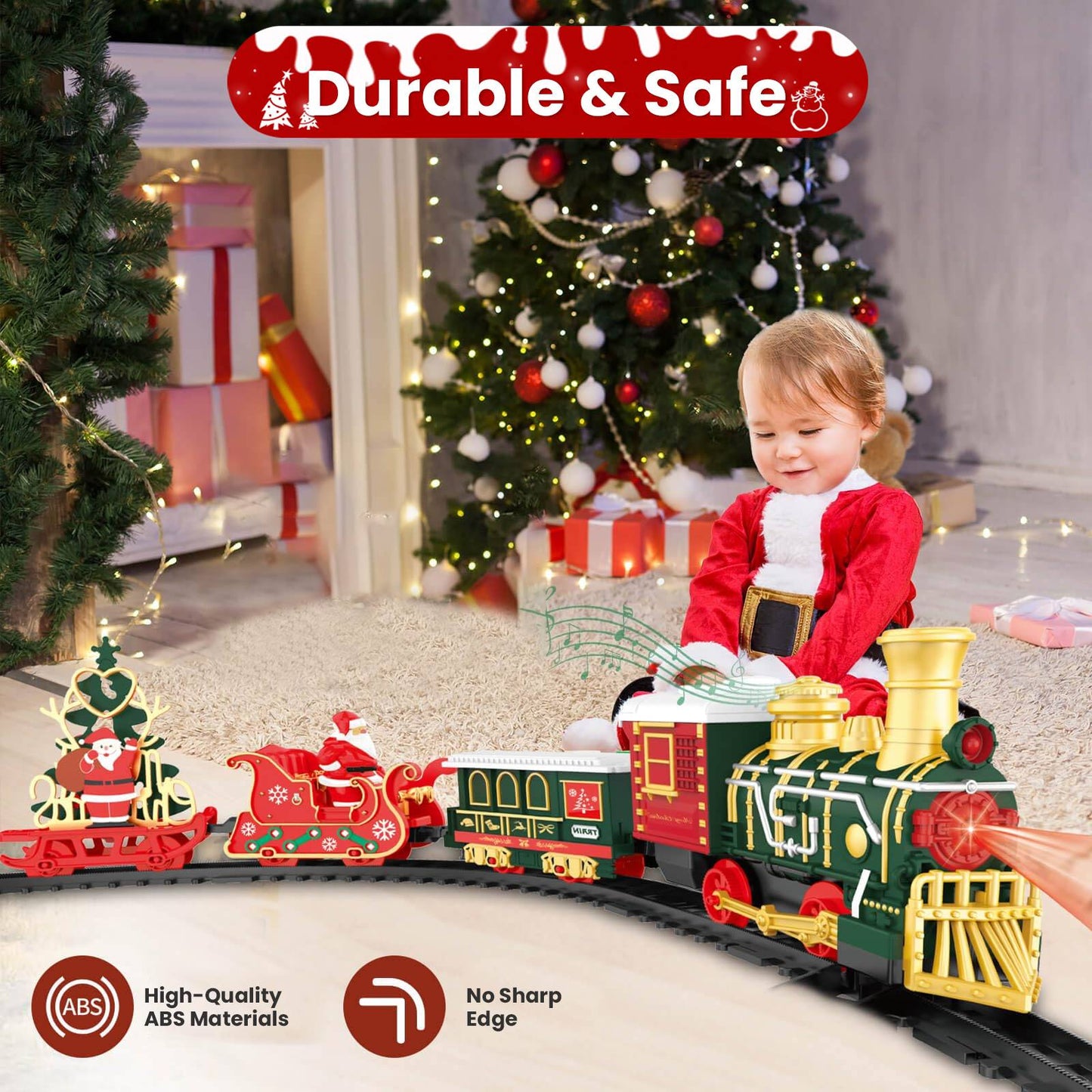 Série de Natal Clássico Controle Remoto Pequeno Trem a Vapor Elétrico com Trilha Luzes Modelo de Trem Presentes de Fim de Ano para Crianças