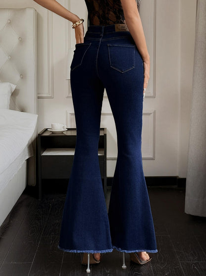 Miss Casual Streetwear Flared Jeans Women Light Wash Stretch Denim Pants Slim Fit Y2K Clothing Vintage Inspired Trendy Trousers