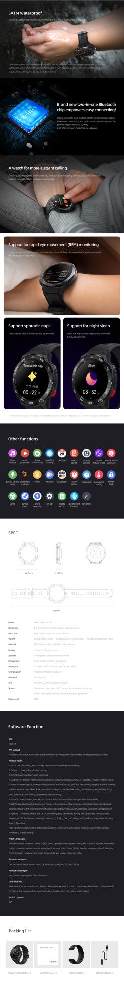 Smartwatch Mibro GS Pro Original Posicionamento GPS 5ATM À Prova D'água Chamada Bluetooth 105 Modos Esportivos Relógio Inteligente Para Homens Mulheres