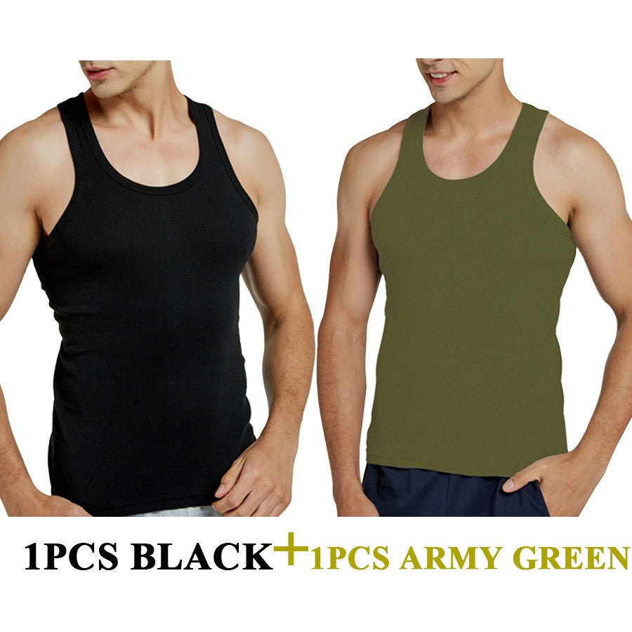 Tank Tops Men 2025 Summer 100% Cotton Cool Fitness Vest Sleeveless Tops Gym Slim Colorful Casual Undershirt Male 7 Colors 1PCS