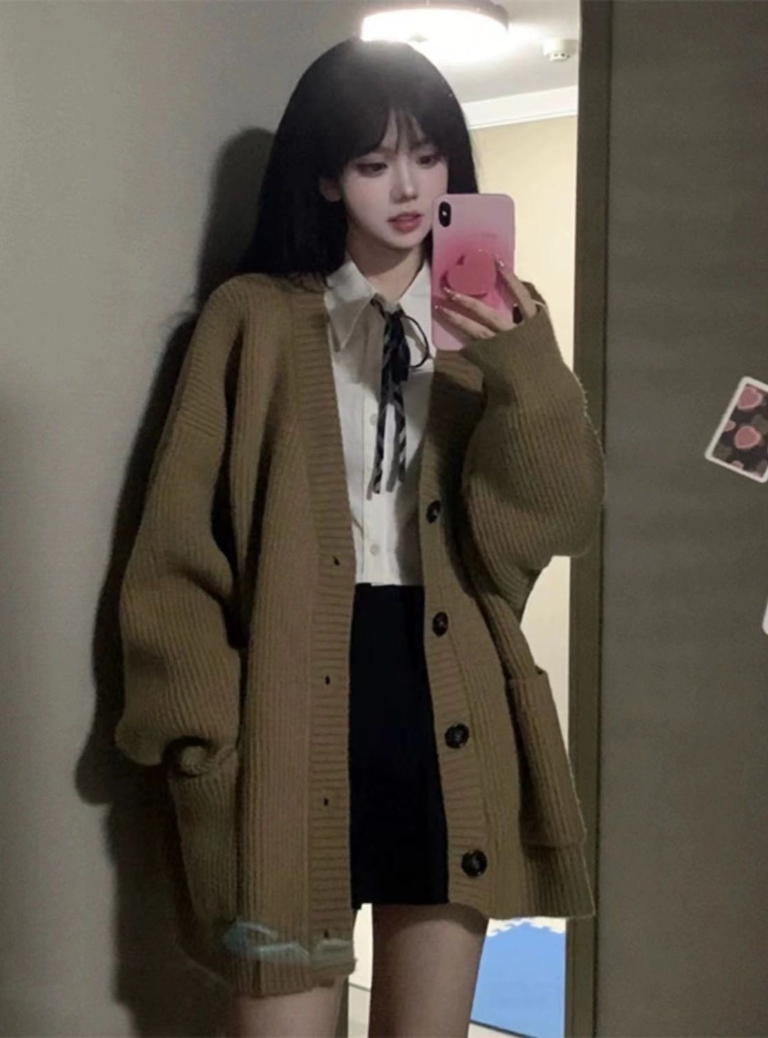 Cardigan for Women Solid Novelties in Chic Office Wear Vintage Korean Streetwear Clothing Sales Y2k Loose Knitted Sweater Woman