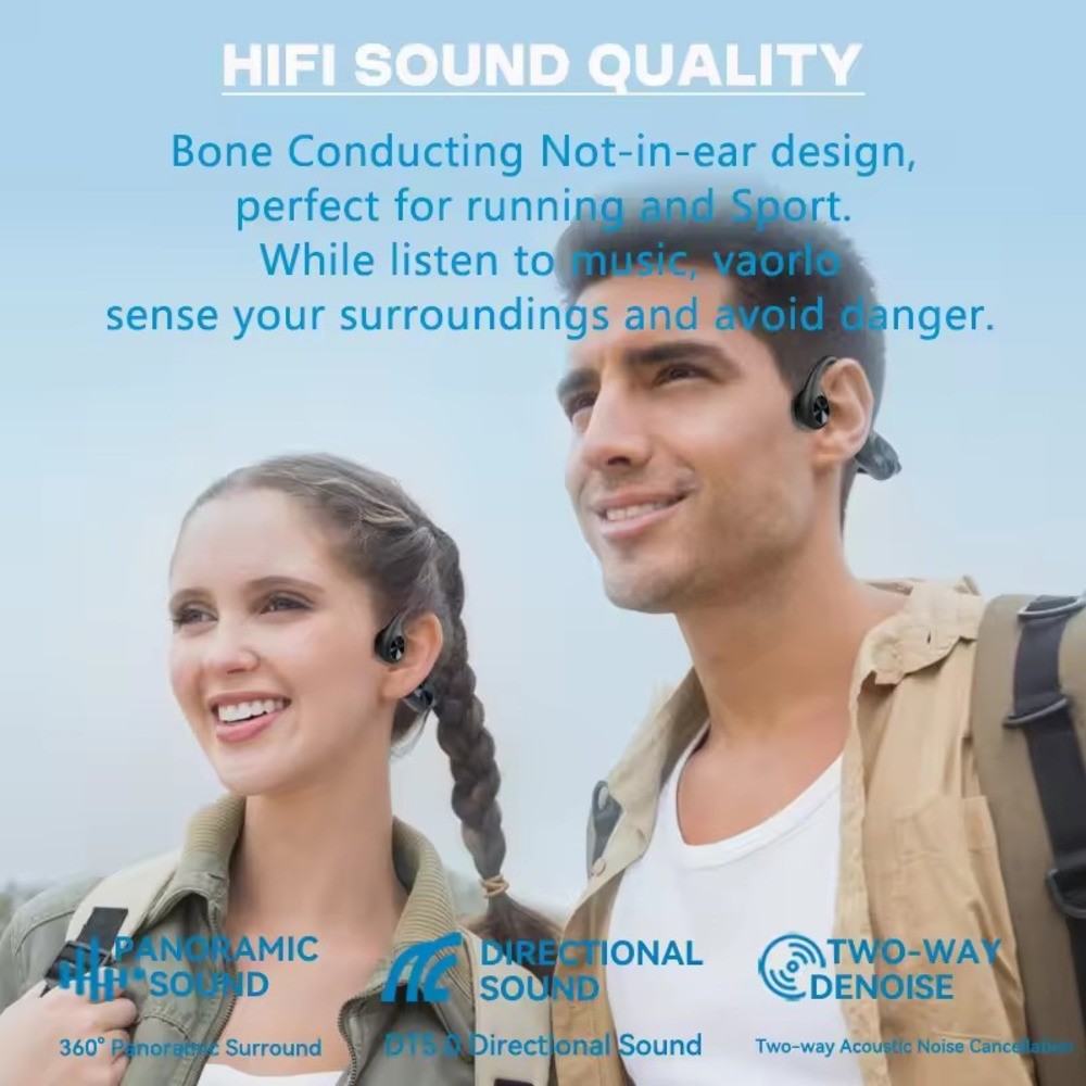 B33 Bone Conduction Earphones Bluetooth 5.4 Wireless Headphones HD Clear Mic Sports Headset for Workout Running Driving