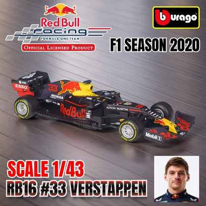 Bburago 1:43 Modelo de Carro de Corrida F1 Réplica em Miniatura Red Bull Mercedes Ferrari Veículo Presente de Natal Brinquedo Infantil para Amigo Menino