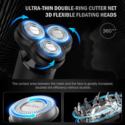 Sejoy Electric Razor for Men 3-Blade Rotary Shaving Machine,Electric Shaver Type-C Fast Charging,LED Display Hair Timmer