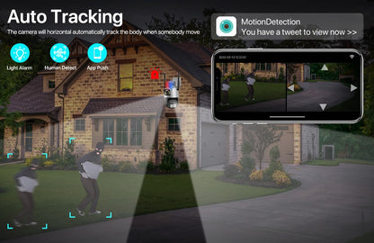 Outdoor Wifi PTZ Camera 4K 8MP HD Dual-Lens Dual Screen Camera AI Auto Tracking 4MP Video Surveillance Police Light Alarm iCSee