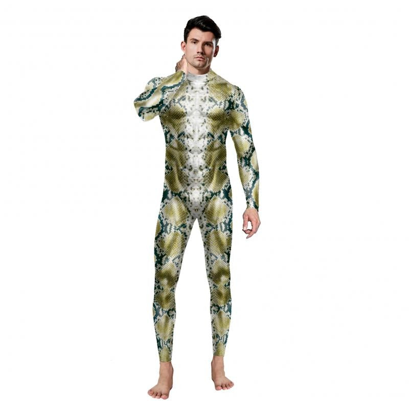 Halloween Animal Jumpsuit Snake Cosplay Costume Tiger Bodysuit Spandex Jumpsuit Party Carnival Stage Performance Dress Up