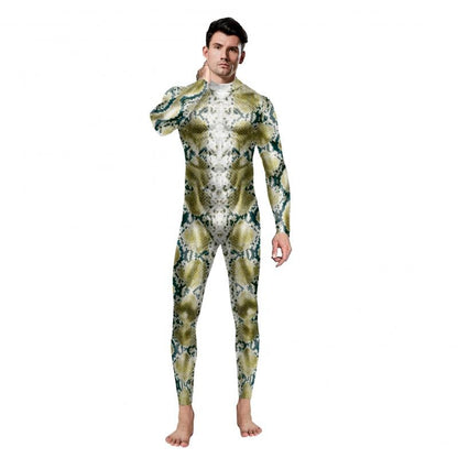 Halloween Animal Jumpsuit Snake Cosplay Costume Tiger Bodysuit Spandex Jumpsuit Party Carnival Stage Performance Dress Up