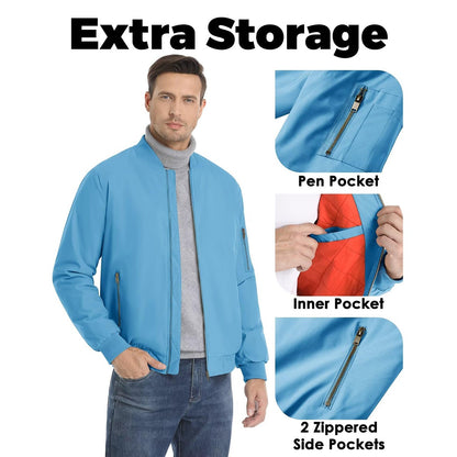 MAGCOMSEN Men's Aviator Jackets Thick Warm Orange Lining Bomber Jackets Fall Winter Casual Windproof Coats