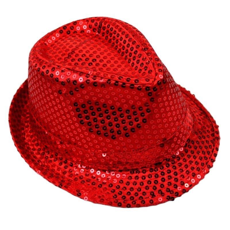 British Top Jazz Hat Bucket Hat Men Women Stage Performance Sequin Hat Shining Christmas Fedoras Party Parent Child Hat Hollween