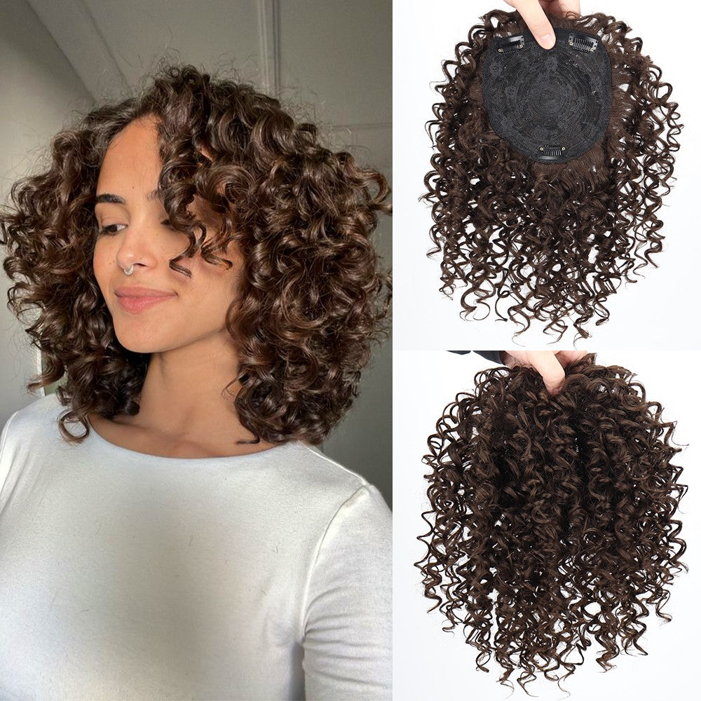 Toppers Sintéticos Afros Crespos Cabelo Cacheado Perucas Para Mulheres Negras Com Cabelo Ralo Aumentam O Volume Do Cabelo