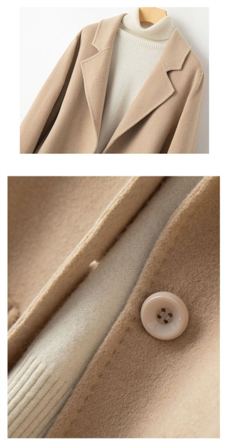 High-Quality Double-Sided Tweed Wool Coat Female 2025Autumn Winter New Woolen Jacket Women's Long Outerwear Fashion Overwear Top