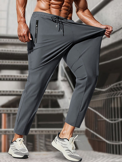 Calça Moletom Masculina de Pesca Calça Jogging Masculina de Seda Gelada Altamente Elástica com Bolsos com Zíper Calça Esportiva Respirável Elástica Presente Masculino