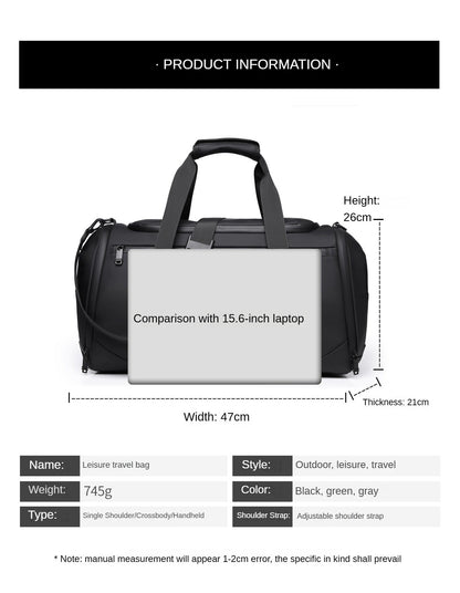Customized High-end Men's Gym Bag Logo Fitness Bag Sports Bag Dry And Wet Travel Handbag Business Handbag Printed Name