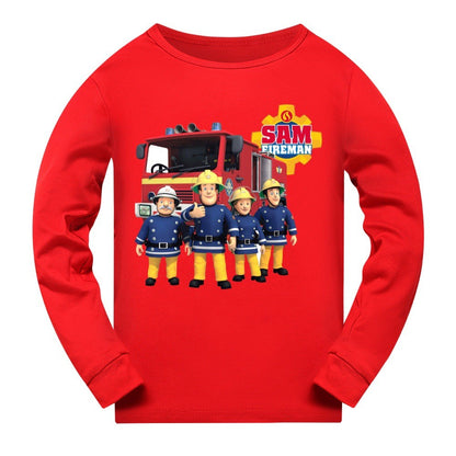 Anime Fireman Sam Clothes Kids Fire Fighting Pajama Sets Baby Girls Homewear Toddler Boys Nightwear Children Long Sleeve Pijamas
