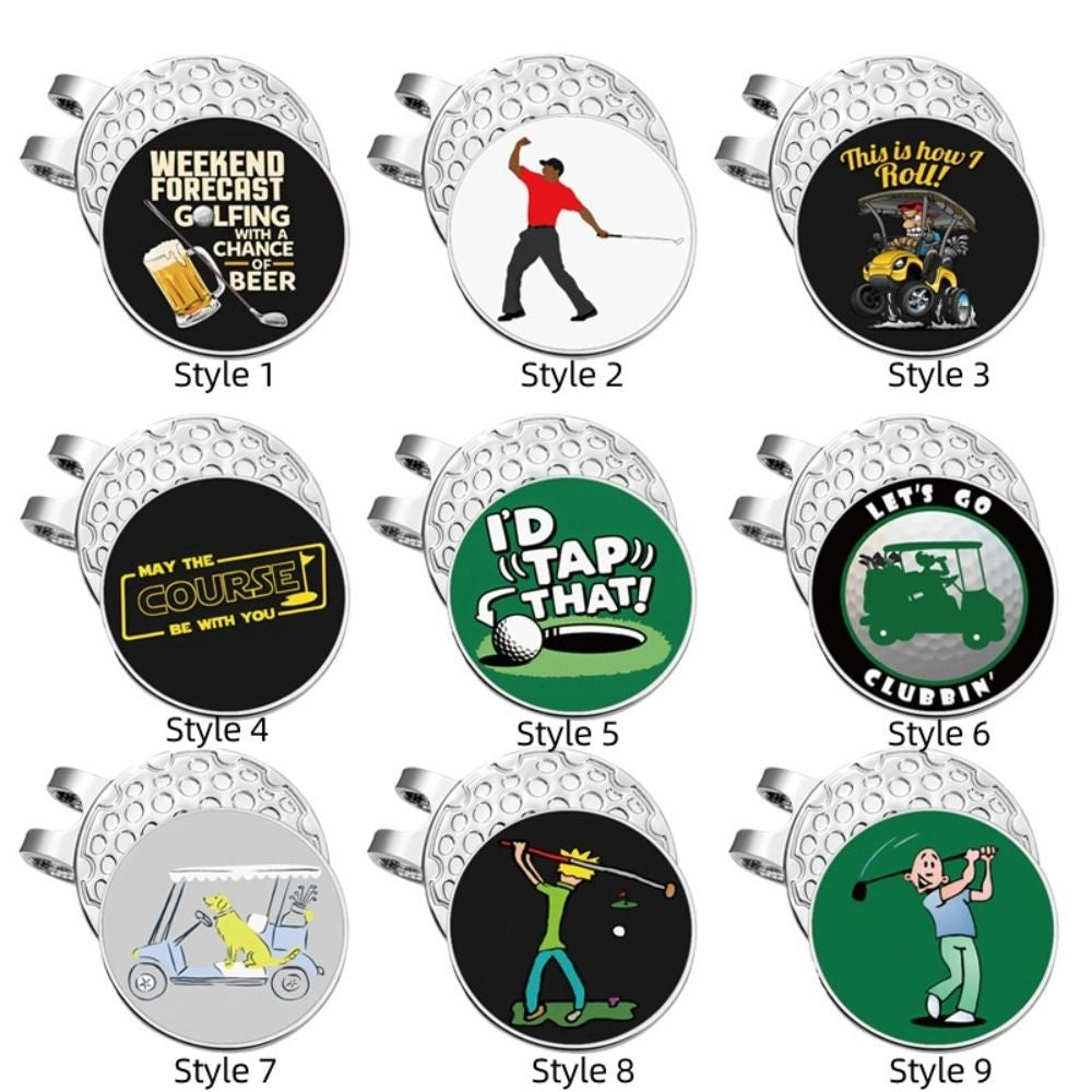 Magnetic Golf Hat Clips Golfer Pattern Position Marker Golf Ball Marker Metal Material Cartoon Golf Cap Clips Men Women