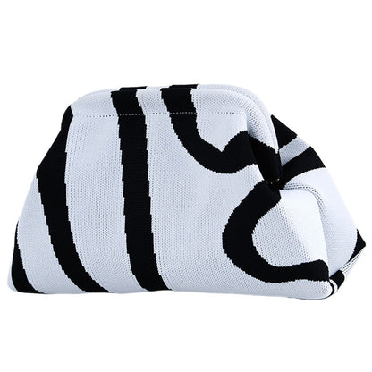 Summer Beach Bag Clutch Purses for Women Woven Crochet Handbags Dumpling Hobo Ruched Purses Colorblock Bag Bohemian Knit Clutch