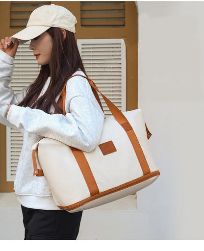 2Pc Multifunctional Travel Duffel Women Weekend Tote Bag Expandable Luggage Handbag Trip Carry On Pack Sports Gym Crossbody Bags