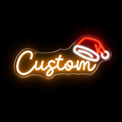 Custom Text and Santa Hat Neon Sign Creative LED Christmas Light Wall Decor Unique Xmas Gift for Home Party Holiday Decoration
