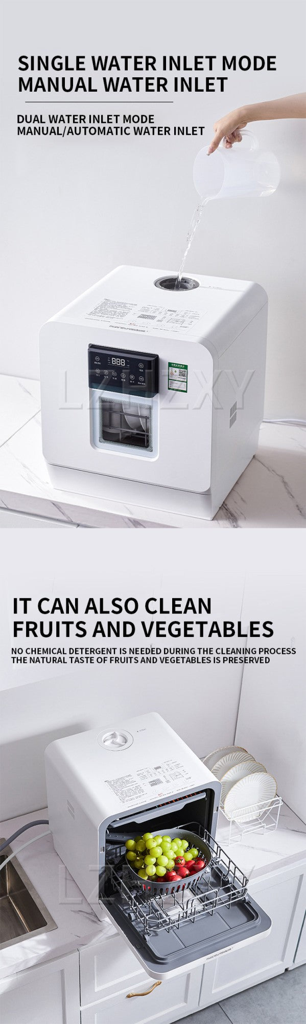 Tabletop Dishwasher Speed,Baby-Care,ECO&Dish Washer for Dorm,RV&amp Food grade high temperature resistant liner
