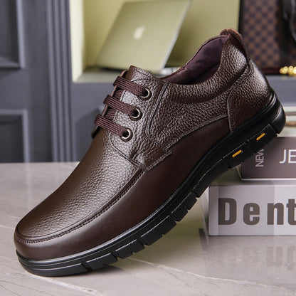 Sapatos Masculinos de Couro Feitos à Mão, Sapatos Sociais Casuais e de Negócios Minimalistas, Modernos, com Cadarço, para Pais de Meia-Idade