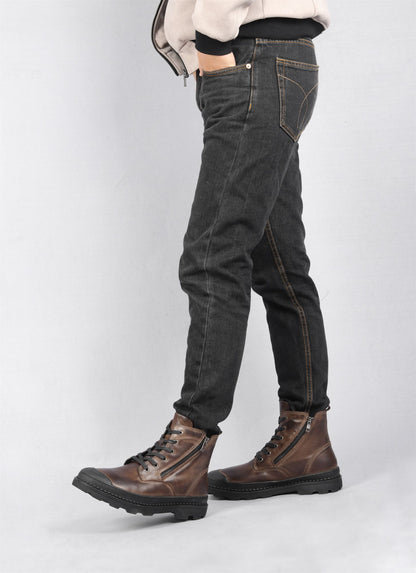 Botas Masculinas de Couro Legítimo Natural Feitas à Mão Estilo Retrô para o Inverno #9550