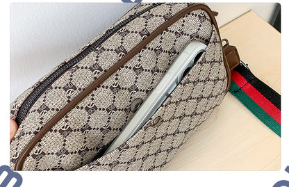 Casual Lightweight Sling Bag with Color Block Strap for Men PU Leather Messenger Bag Trend Wide Strap Crossbody Bags Designer